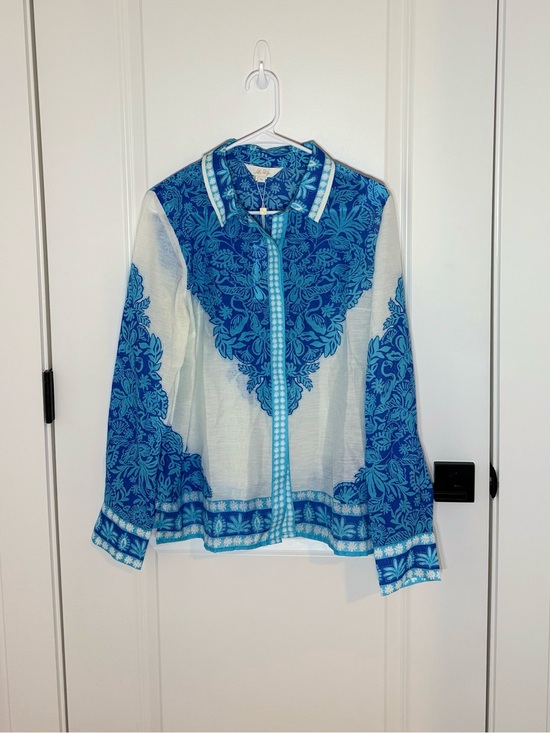 Lilly Pulitzer Tops - Lilly Pulitzer Women’s Breezy Aqua Kiran Button Down Top